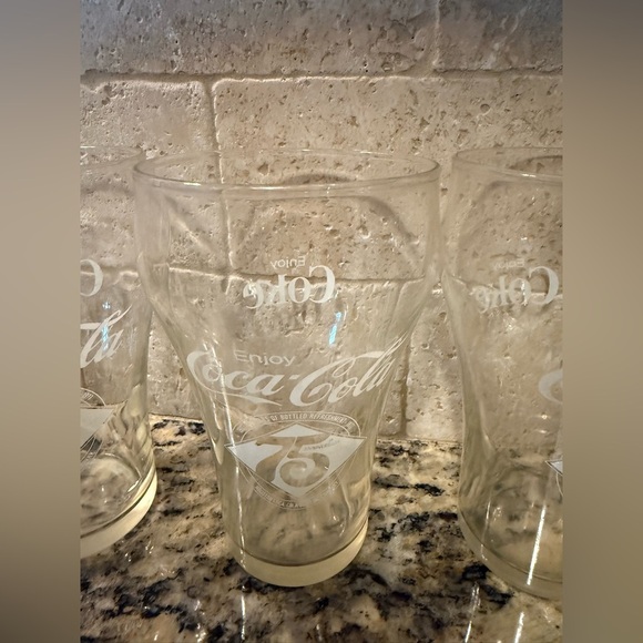 COCA-COLA 75TH ANNIVERSARY SET OF FOUR GLASSES - VINTAGE - Picture 5 of 5